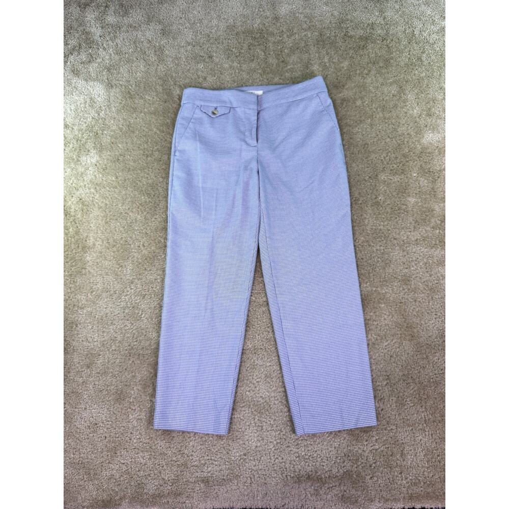 LOFT Lavender Blue Micro-Check Capri Pants